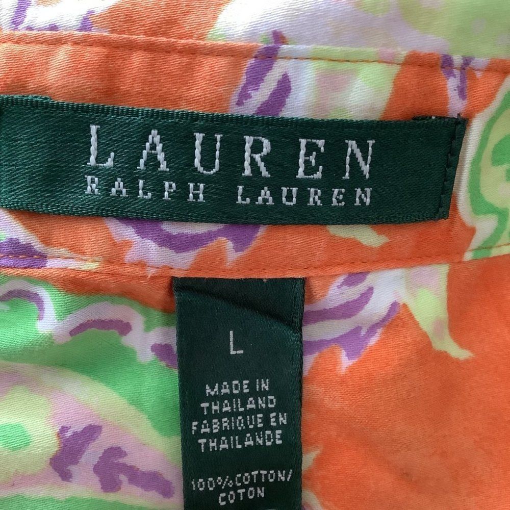 Lauren Ralph Lauren Paisley Print Button Up Shirt Relaxed Fit SZ L 100% Cotton - Picture 4 of 8